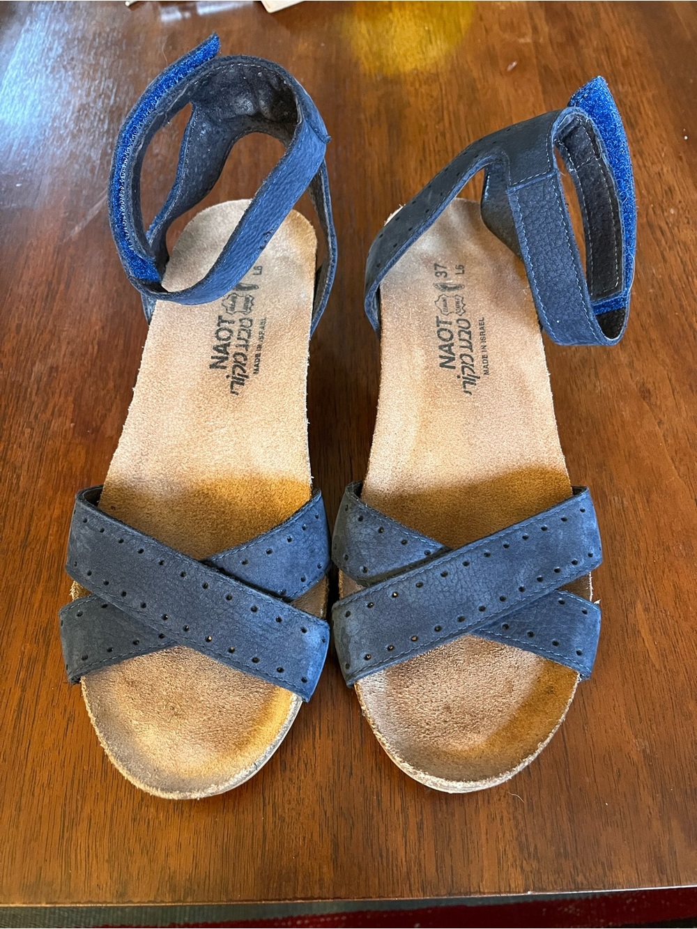 Naot Navy Suede Crisscross Ankle-Strap Sandals